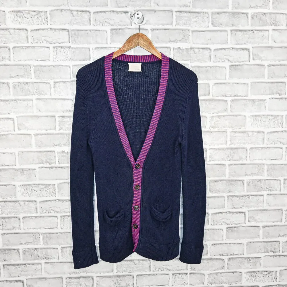 BAND OF OUTSIDERS Navy Blue knit Cardigan Sweater fits Small